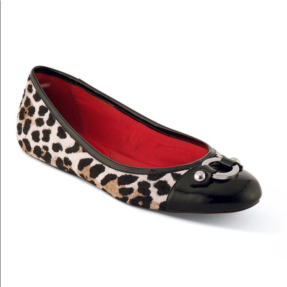 WHBM Animal print Calf Flat w/buckle embellishment